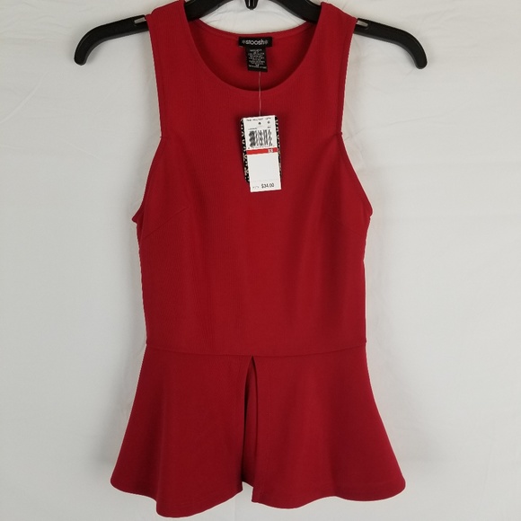 Stoosh Tops - Stoosh Red Holiday Peplum Top Size XS